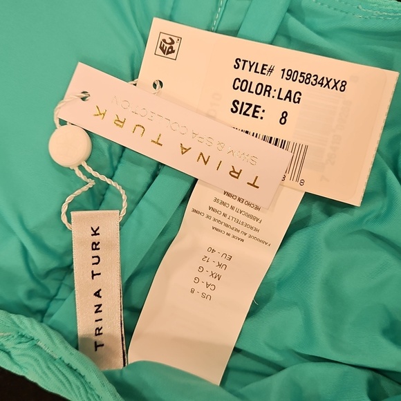 💕TRINA TURK💕 Cabana Plunge One Piece Swimsuit ~ Lagoon Blue 8 NWT - Picture 10 of 13